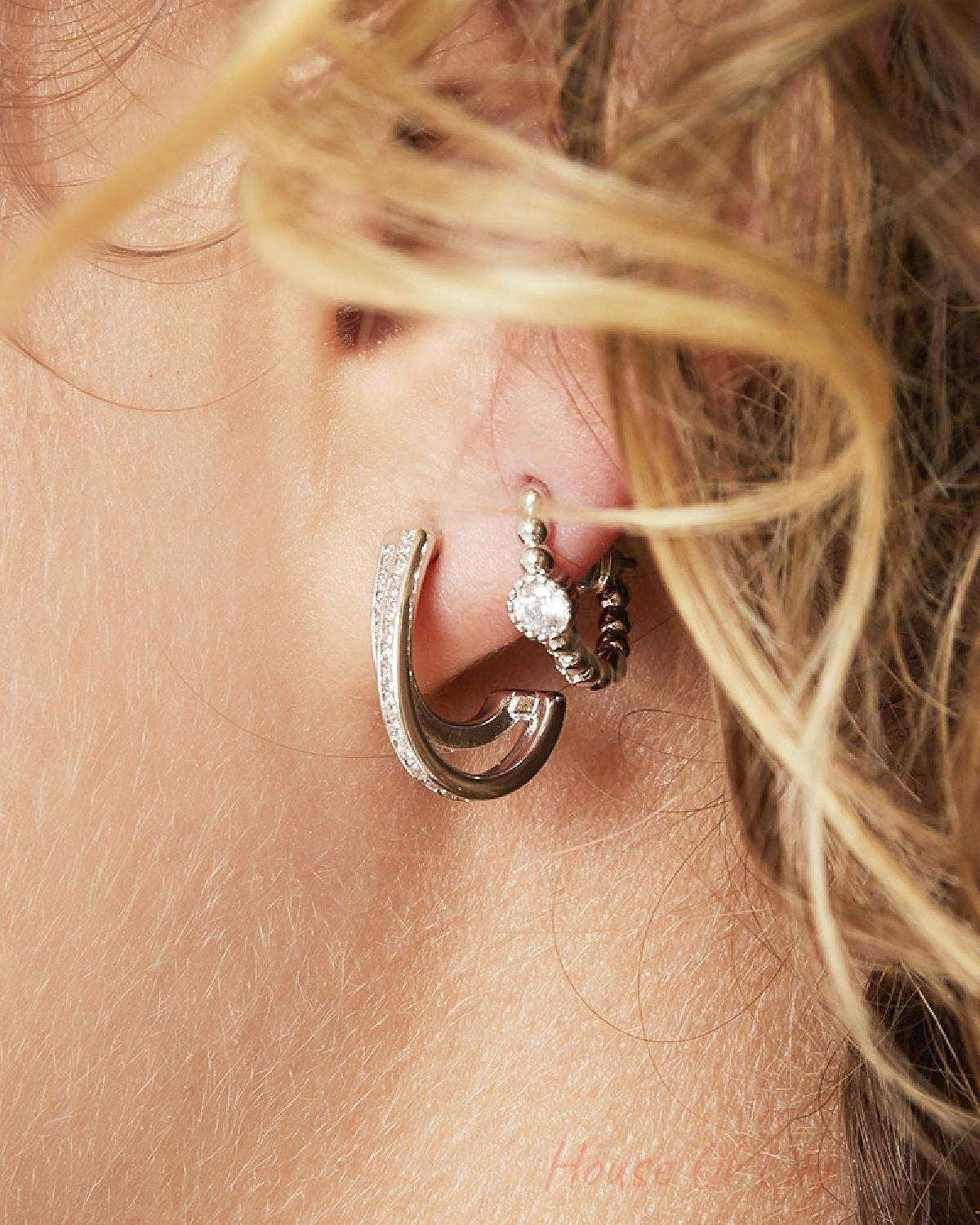 Copper earrings hoop White