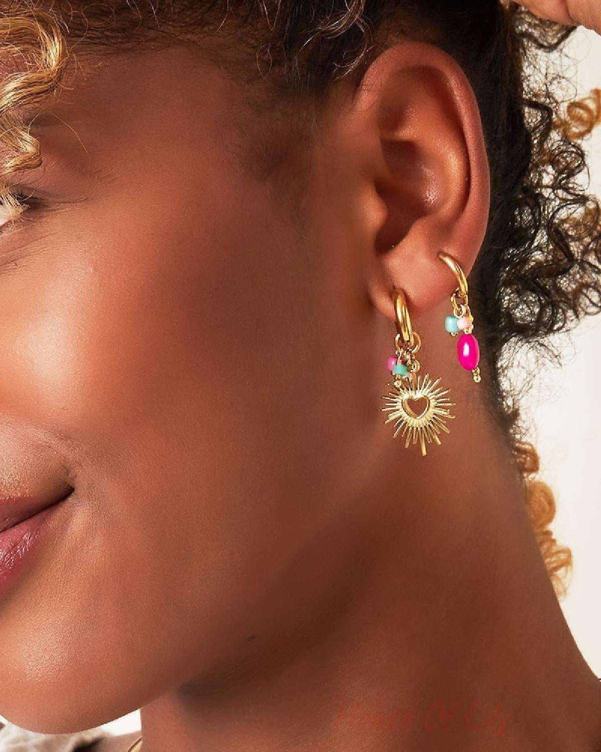 Earrings with dangling hearts Stainless Steel
