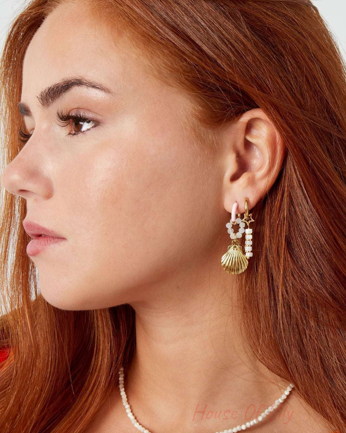 Star earrings with beads