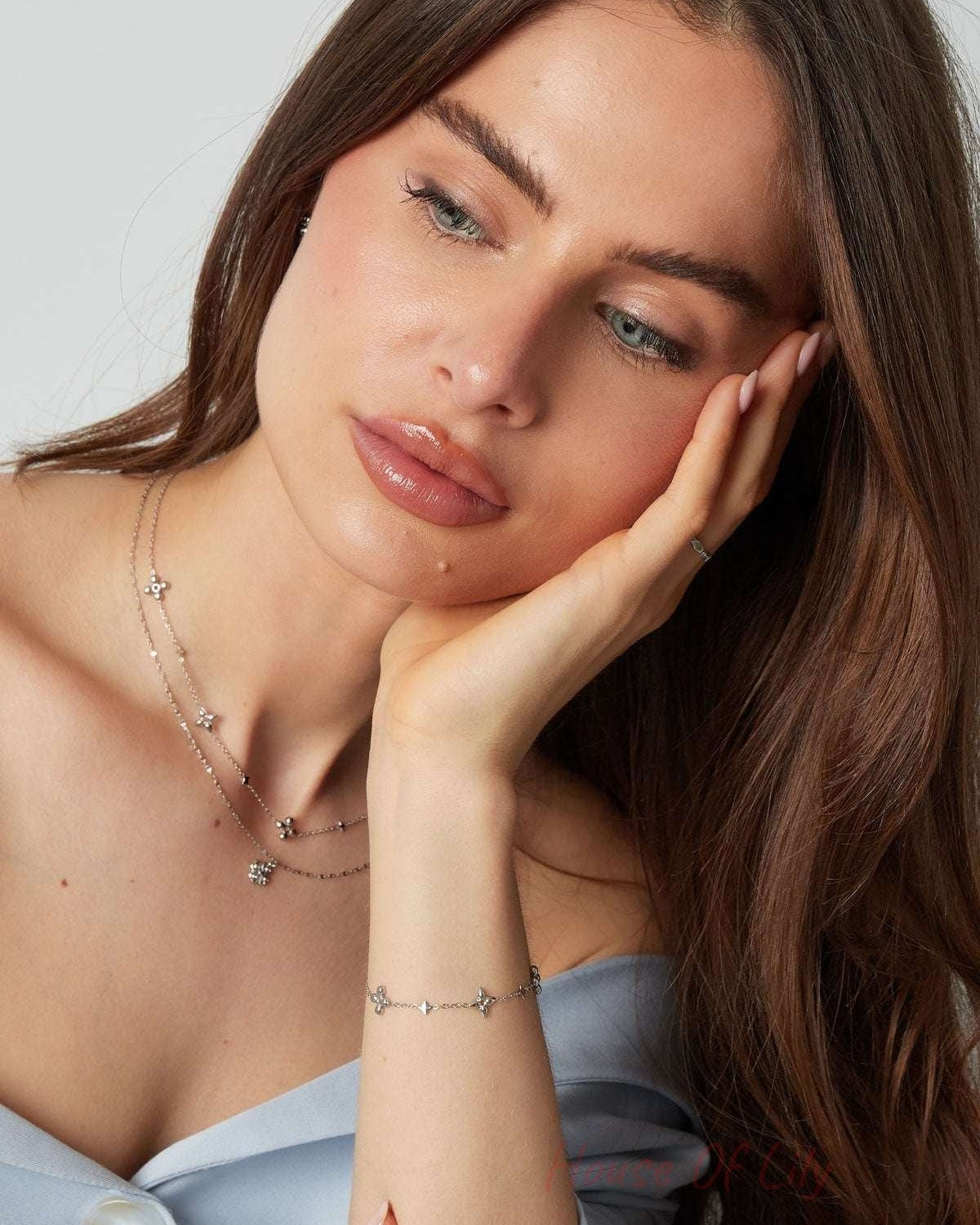 Flower party bracelet - Silver Color color