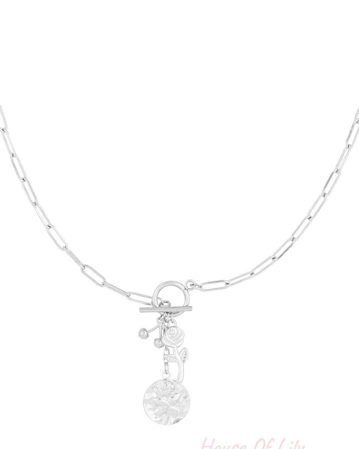 sleeping rose charm necklace