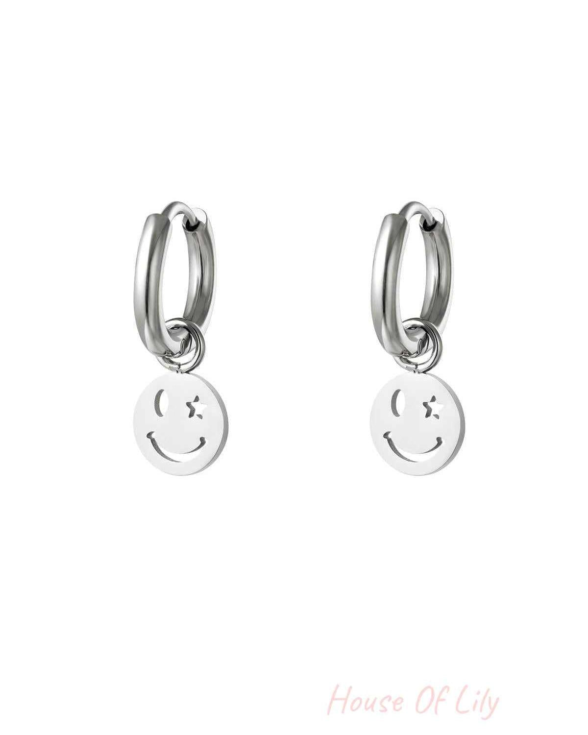 stainless steel earring smiley and star