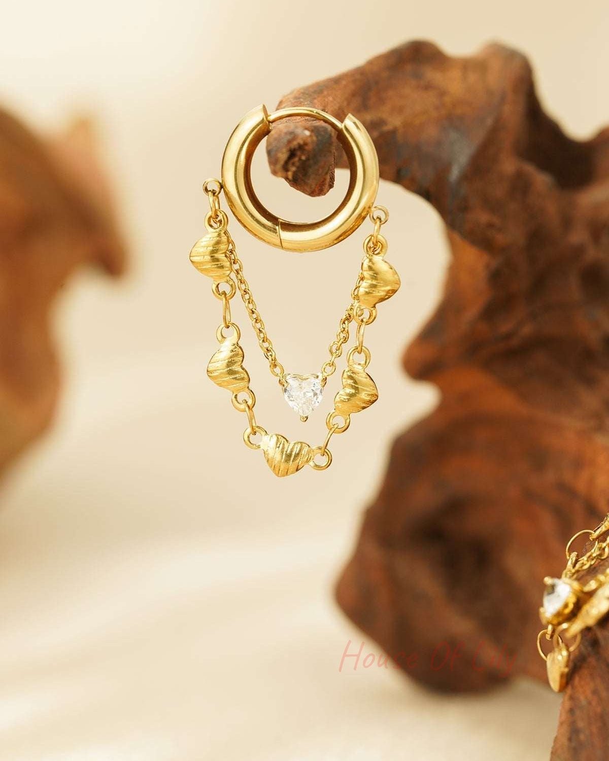 earrings chain of hearts