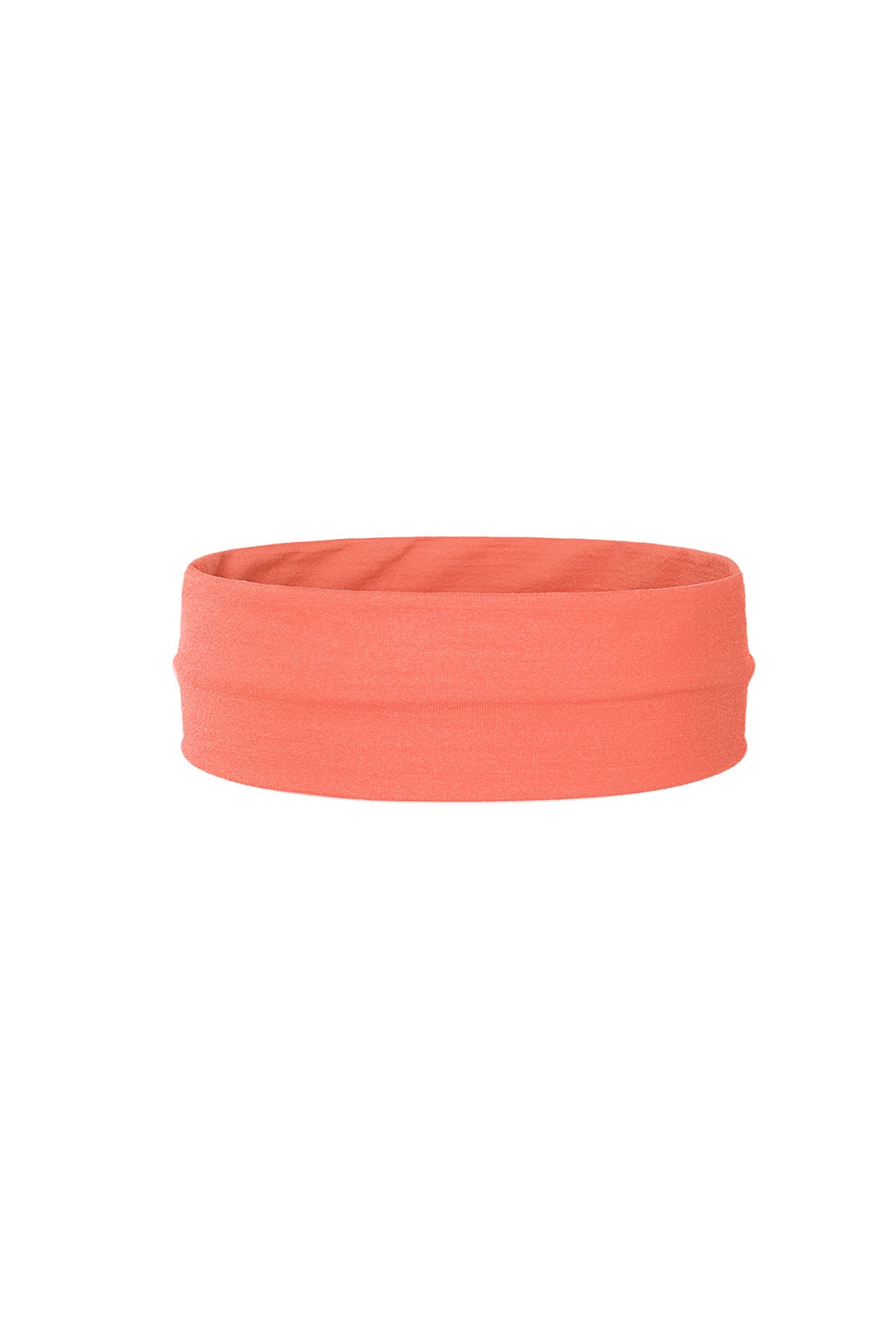 Coral wide stretchable headband displayed flat