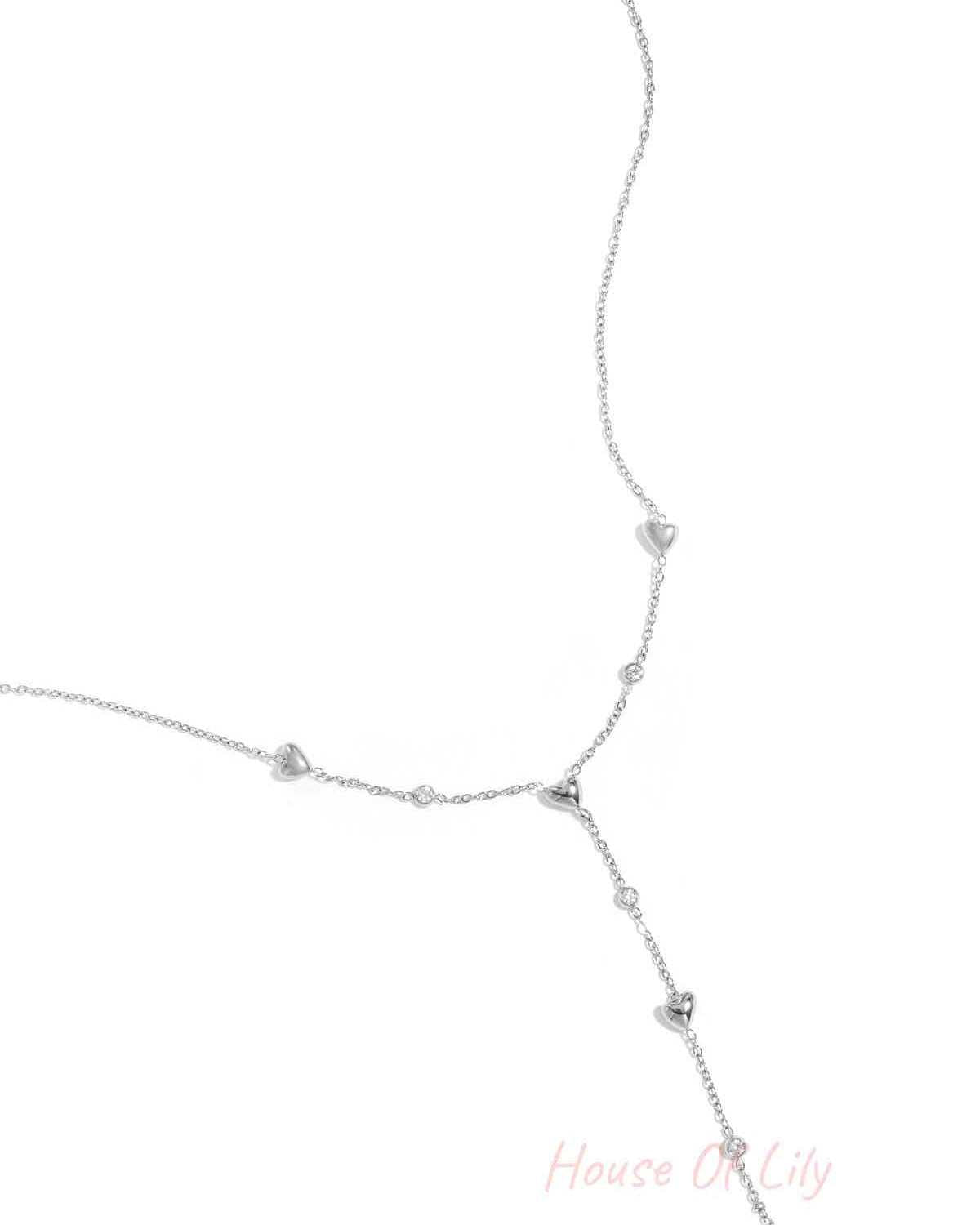 Y-line necklace with filled hearts