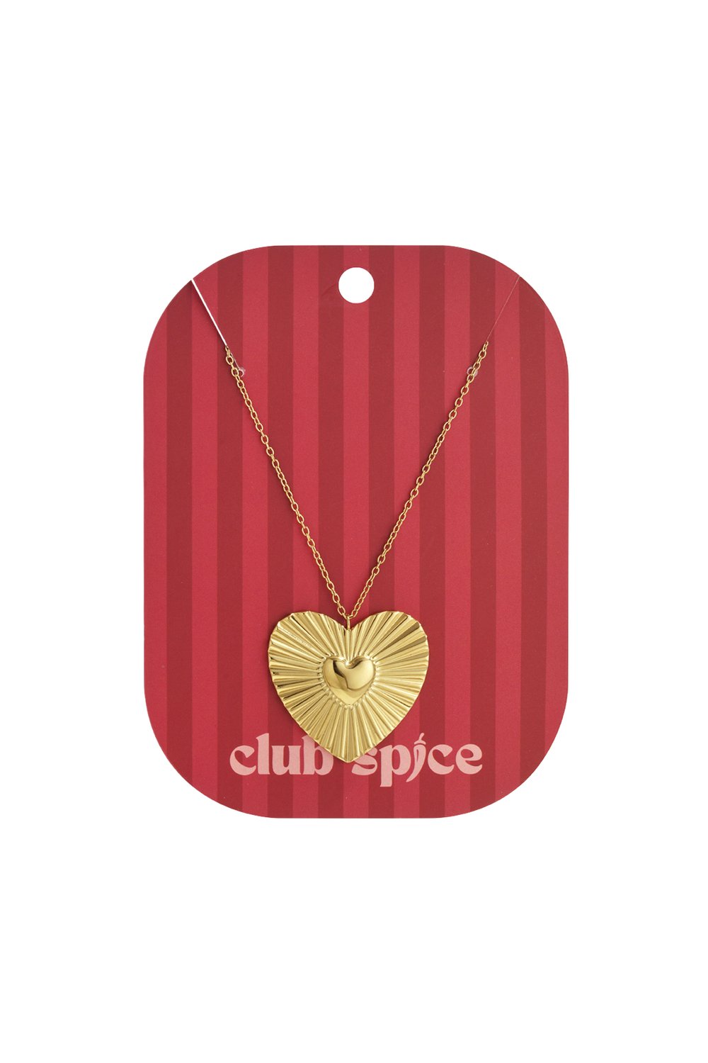 Radiant Heart Drop necklace: Gold-tone pendant with a sunburst-textured heart and central smooth heart on a fine chain.