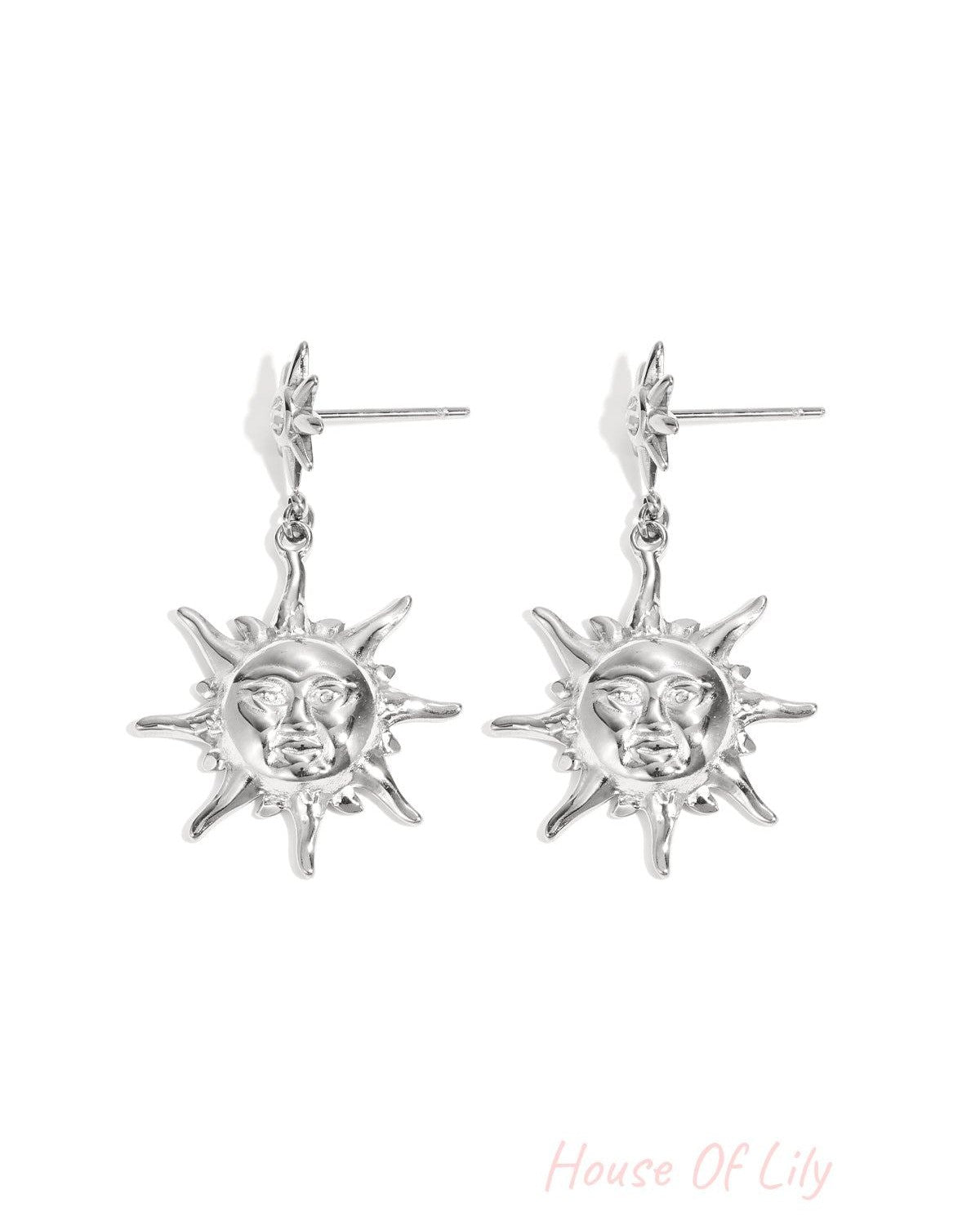 Stainless Steel Charm Earrings sun Casual Daily Simple Series Women's jewelry