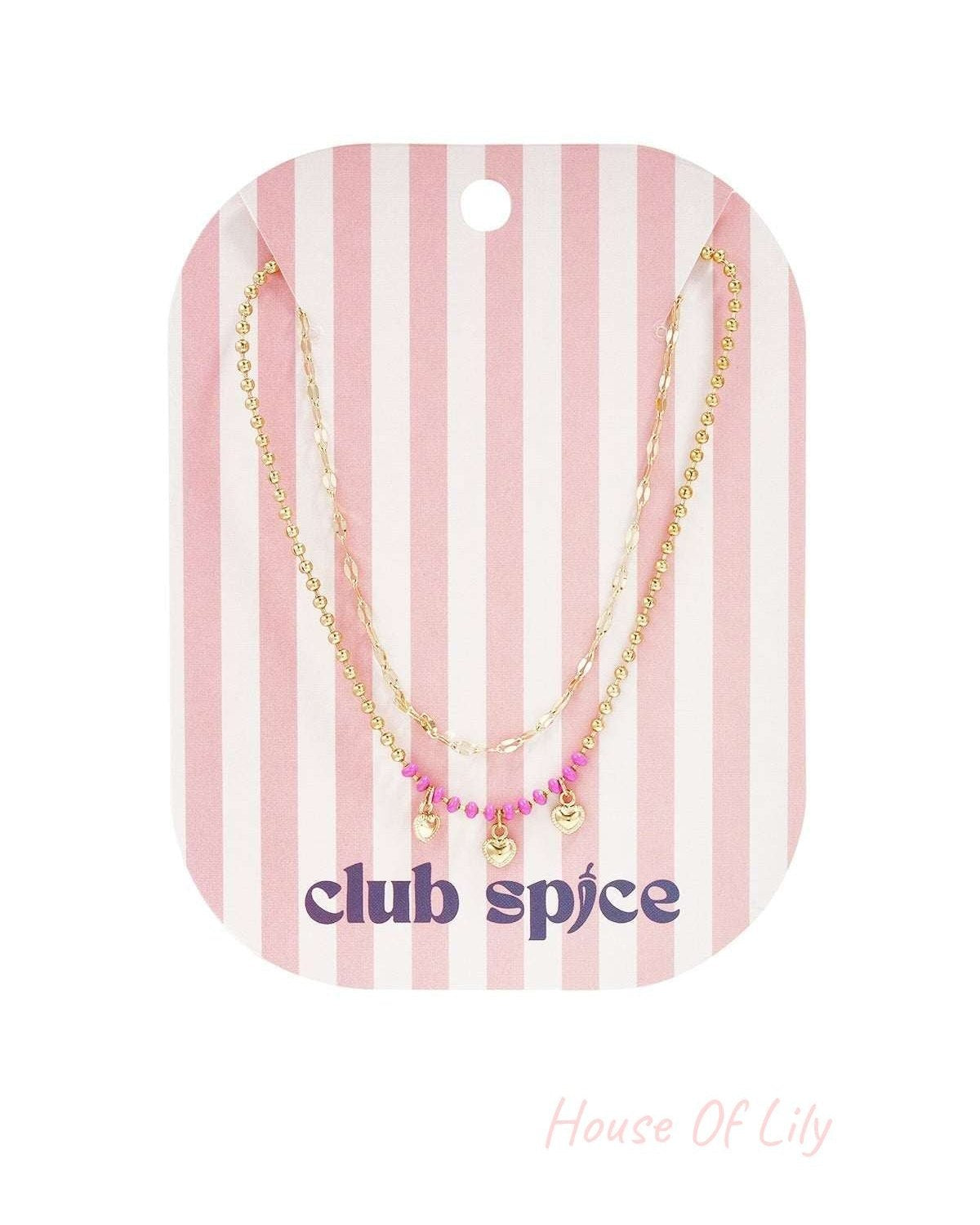 Layered necklaces with beads and hearts