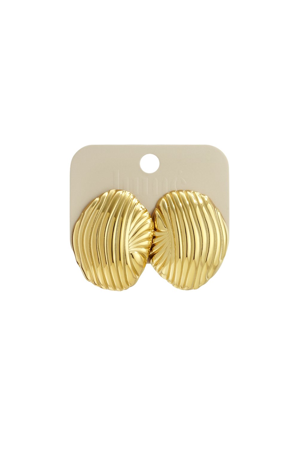 Gold Rippled Stud Earrings