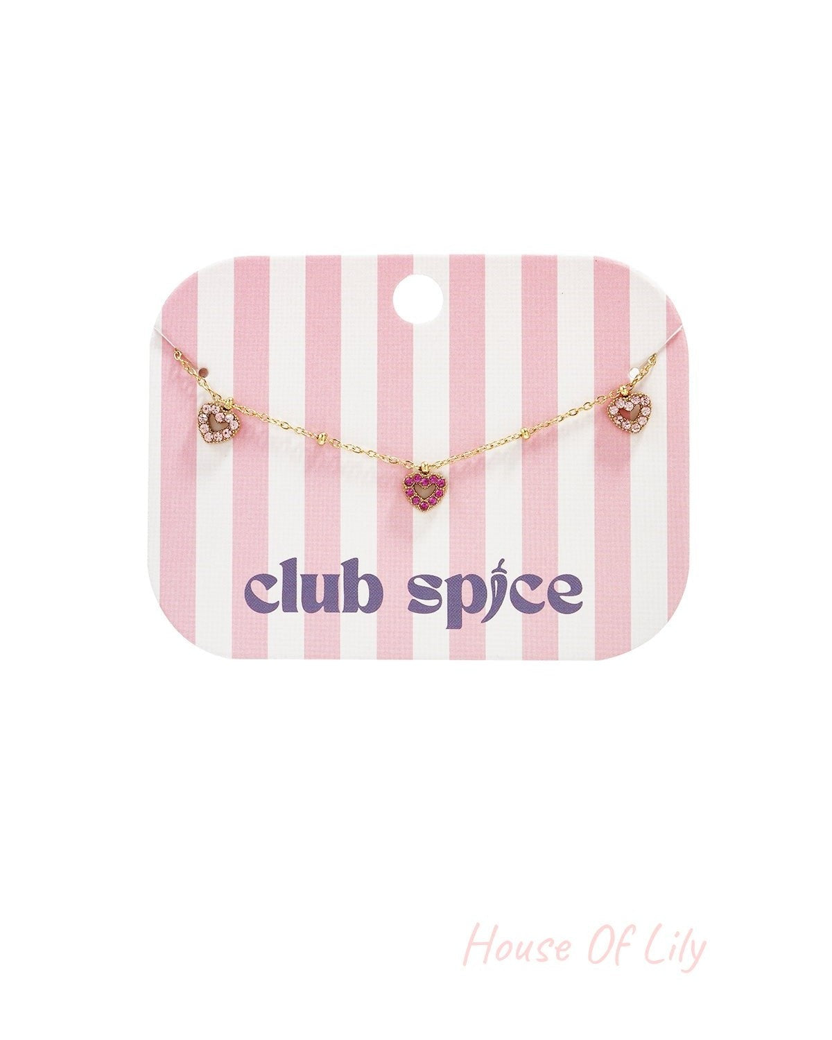 Bracelet with pink stones in hearts