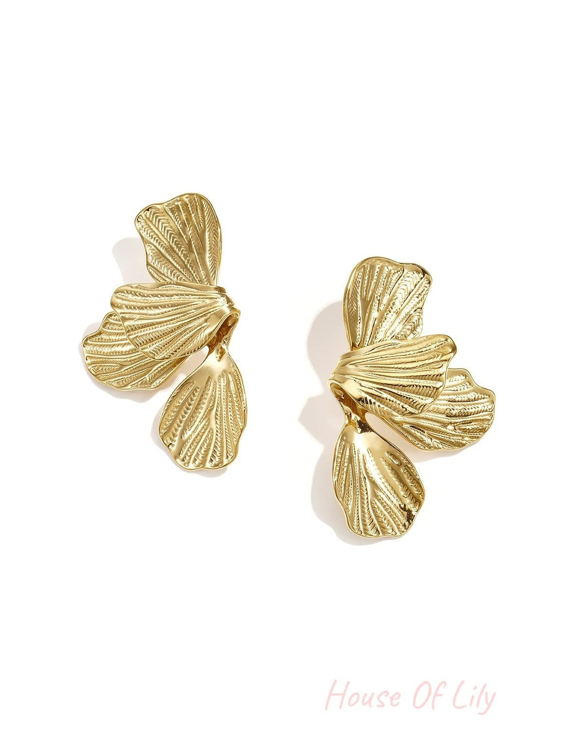 Elegant Stainless Steel Flower Drop Earrings