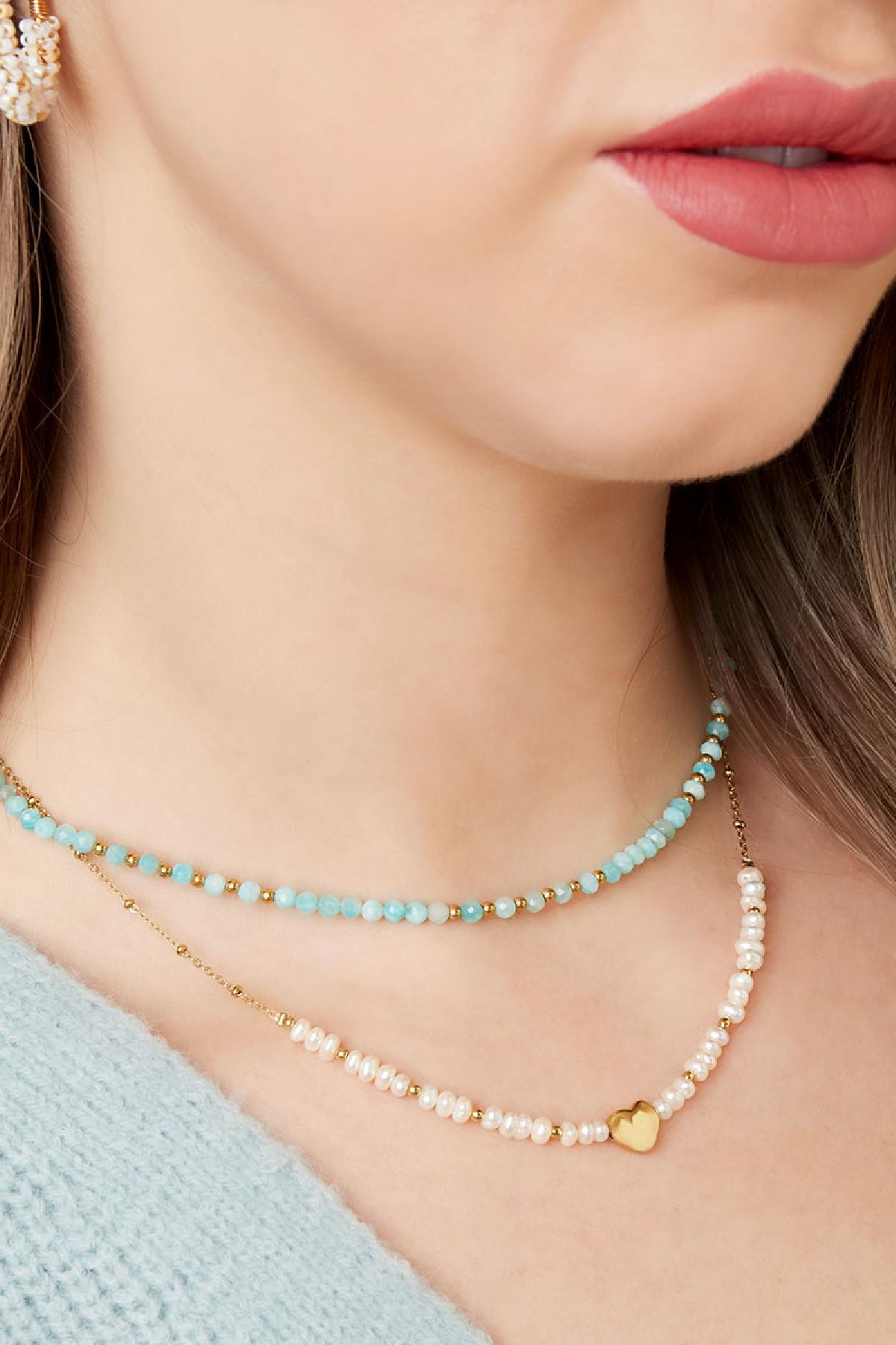 Necklace lovely pearl Gold Color Stainless Steel