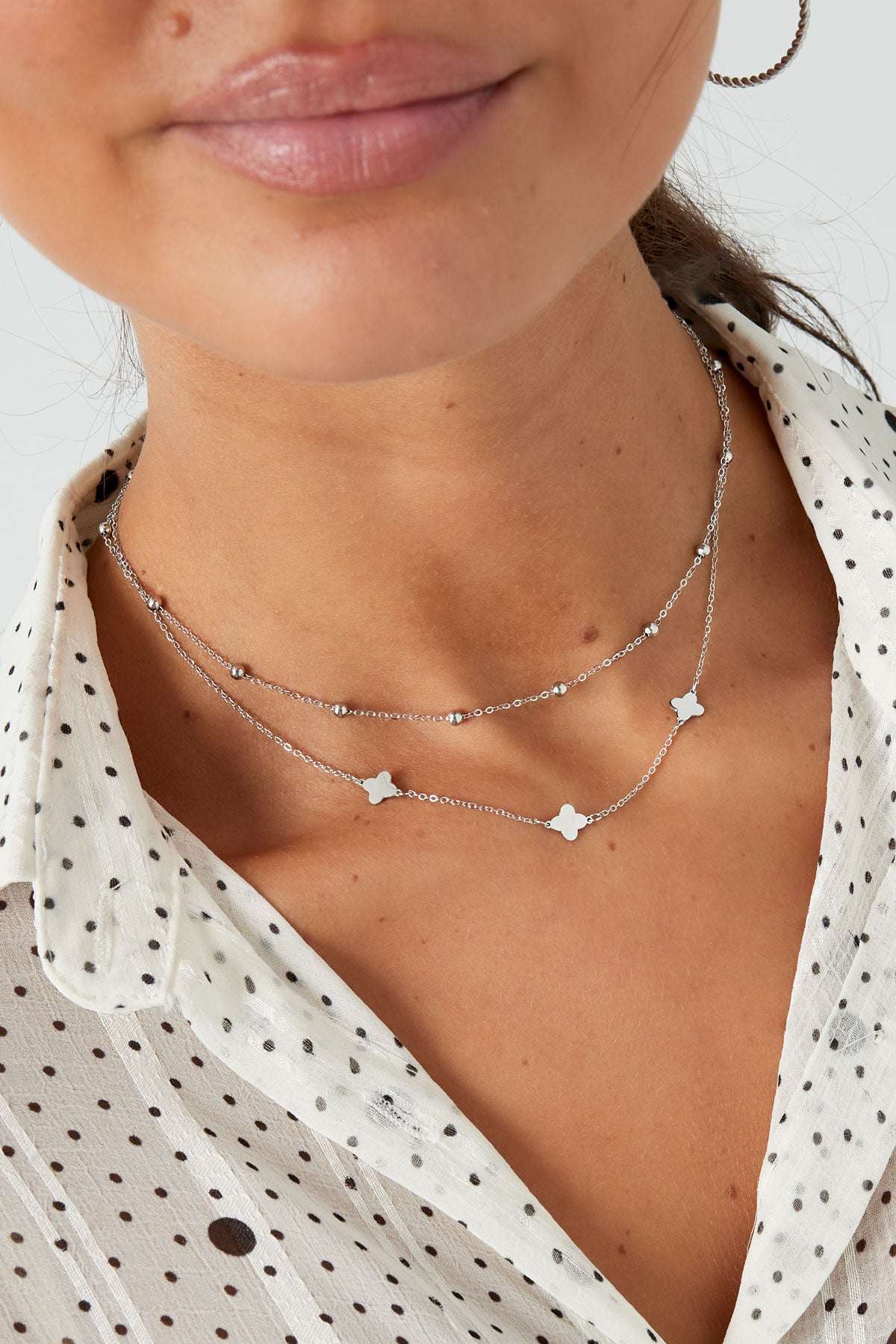 necklace double clover/balls