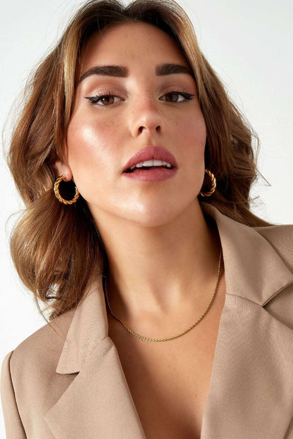 unisex necklace twisted short - Gold color-2.0mm