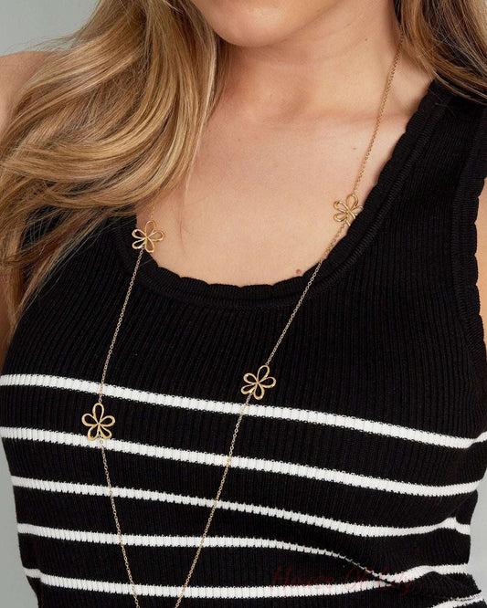 long necklace with flower charms
