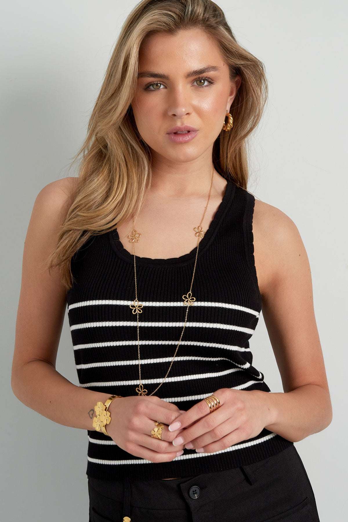 long necklace with flower charms