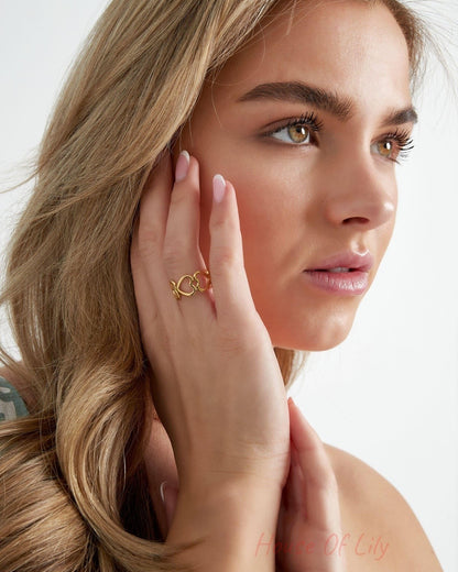 Ring heart connected - Silver Color color