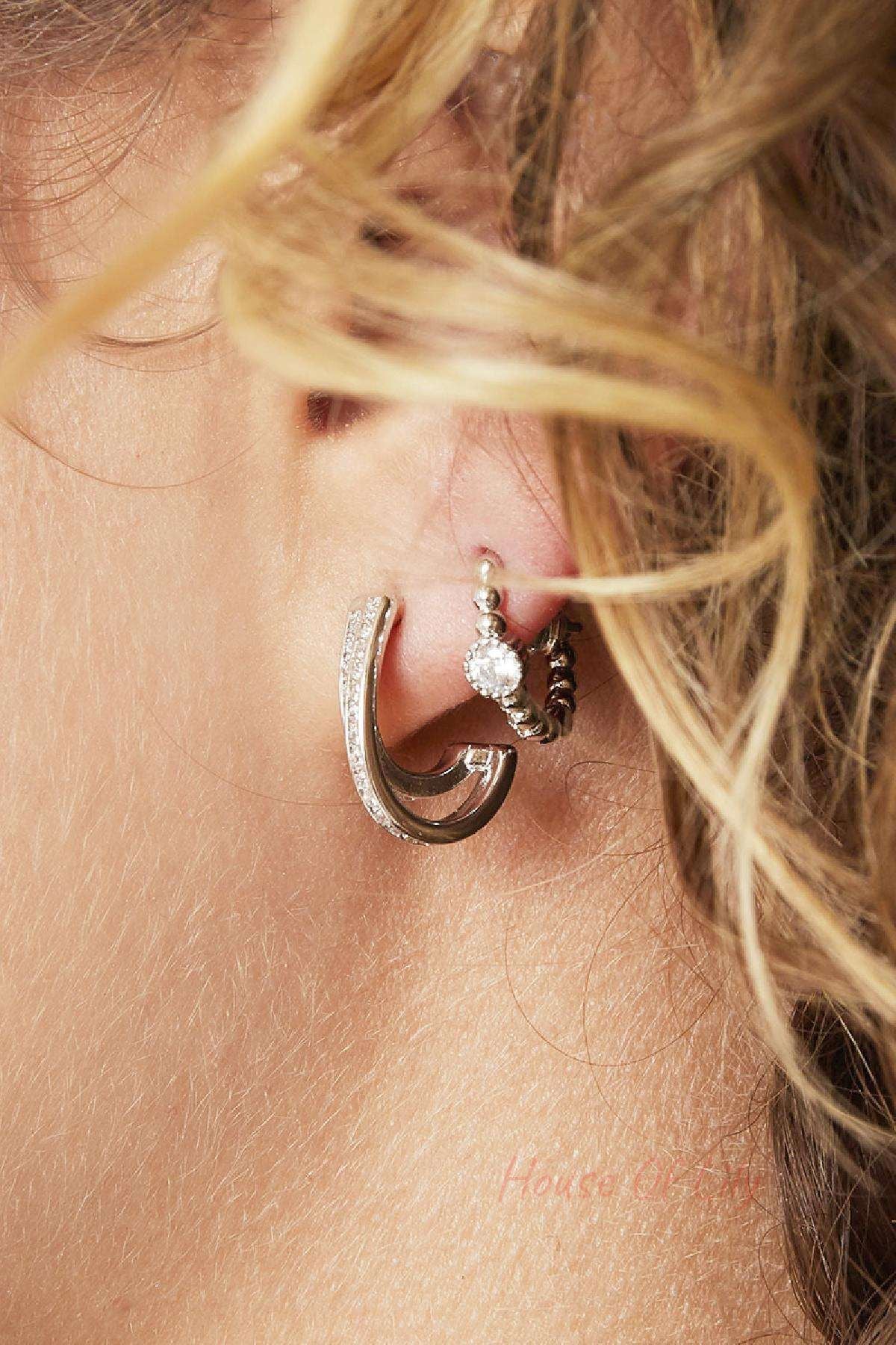 Copper earrings hoop White