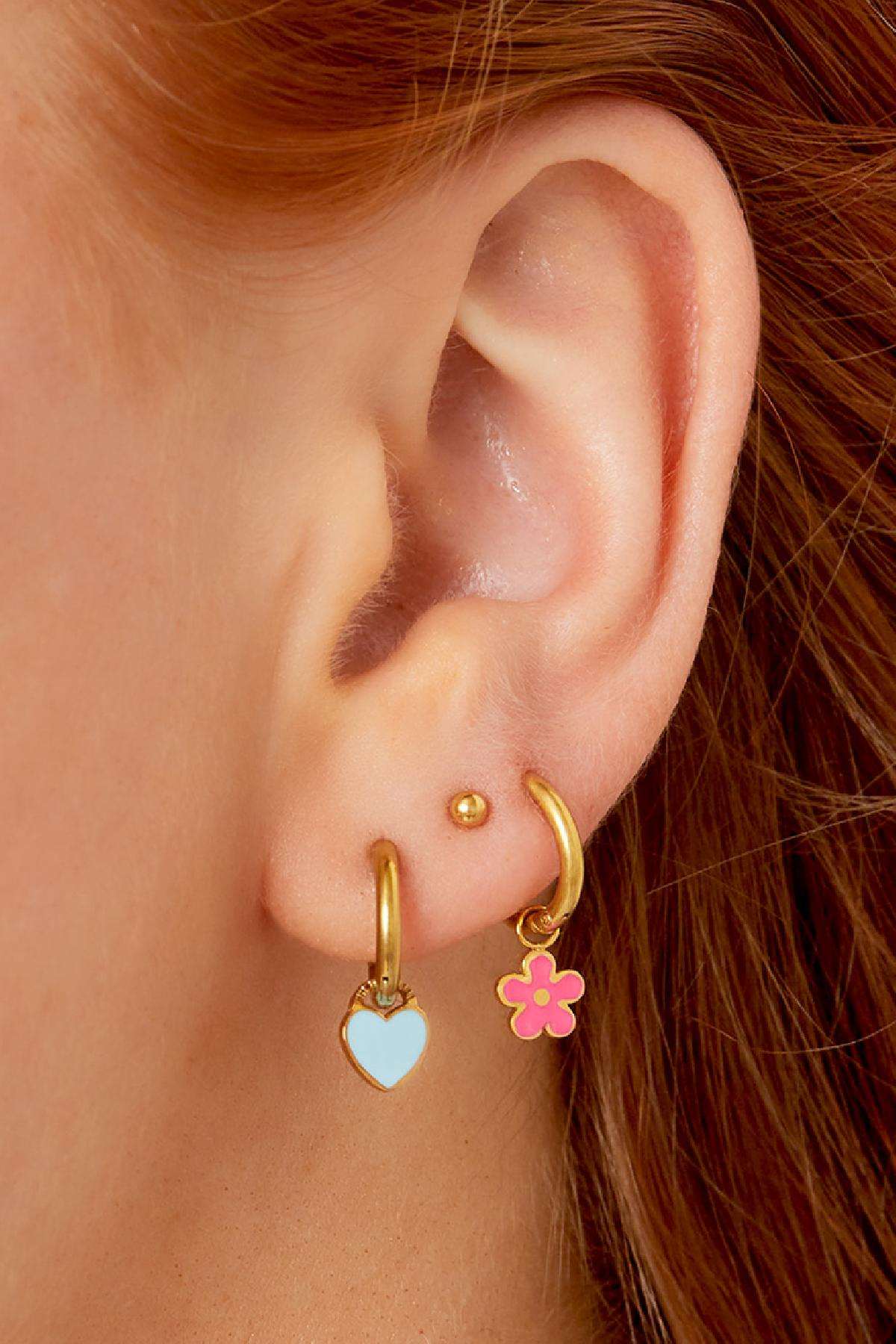 Stainless Steel Colorful Flower Earrings Stainless Steel