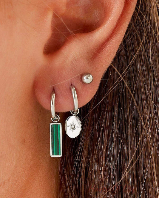 Green bar earrings  Gold Color Stainless Steel