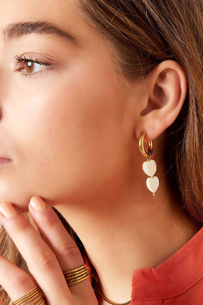 Pearl hearts earrings - #summergirls collection White Gold Color Sea Shells