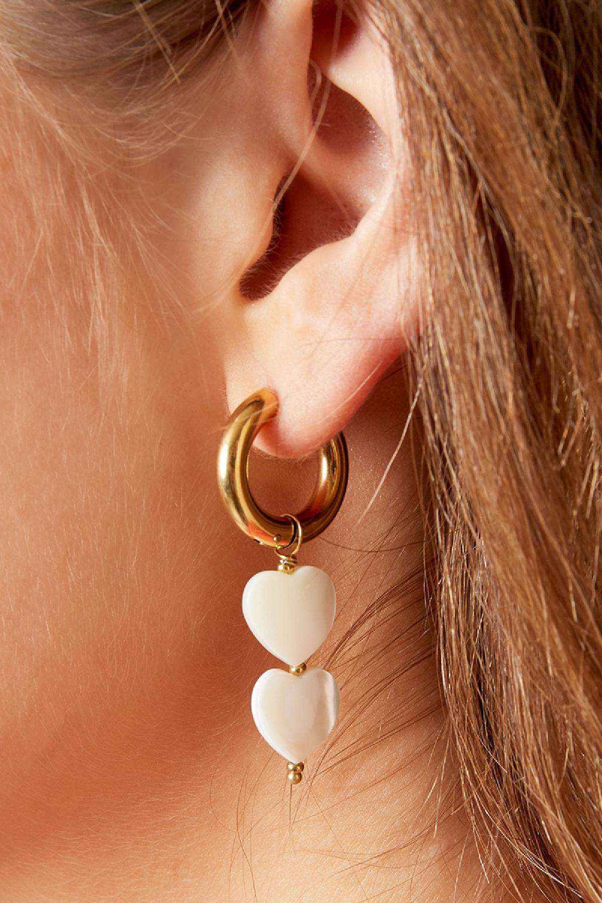 Pearl hearts earrings - #summergirls collection White Gold Color Sea Shells