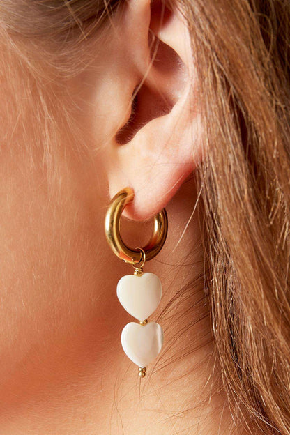 Pearl hearts earrings - #summergirls collection White Gold Color Sea Shells