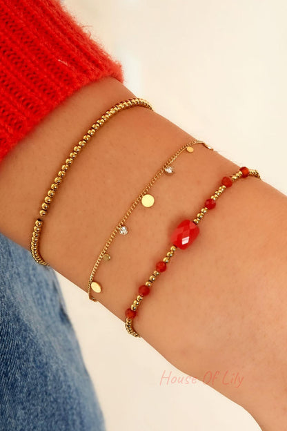 Bracelet simple with rhinestone details Gold Color Stainless Steel