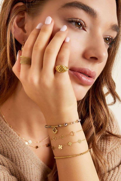 Bracelet 5 clovers Gold Color Stainless Steel