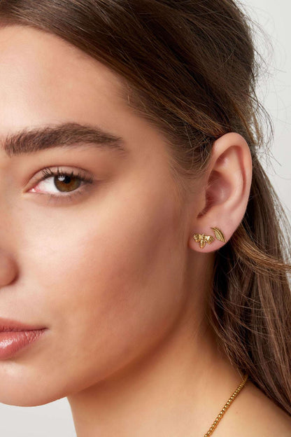 Ear stud feather - Gold Color Stainless Steel