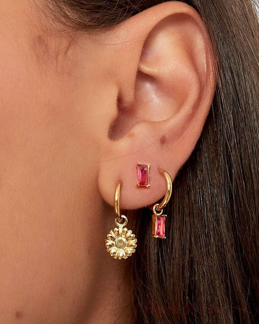 Earrings elongated stone - Gold color/white