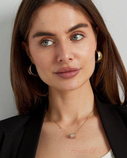 Earrings moon relief - Silver Color color