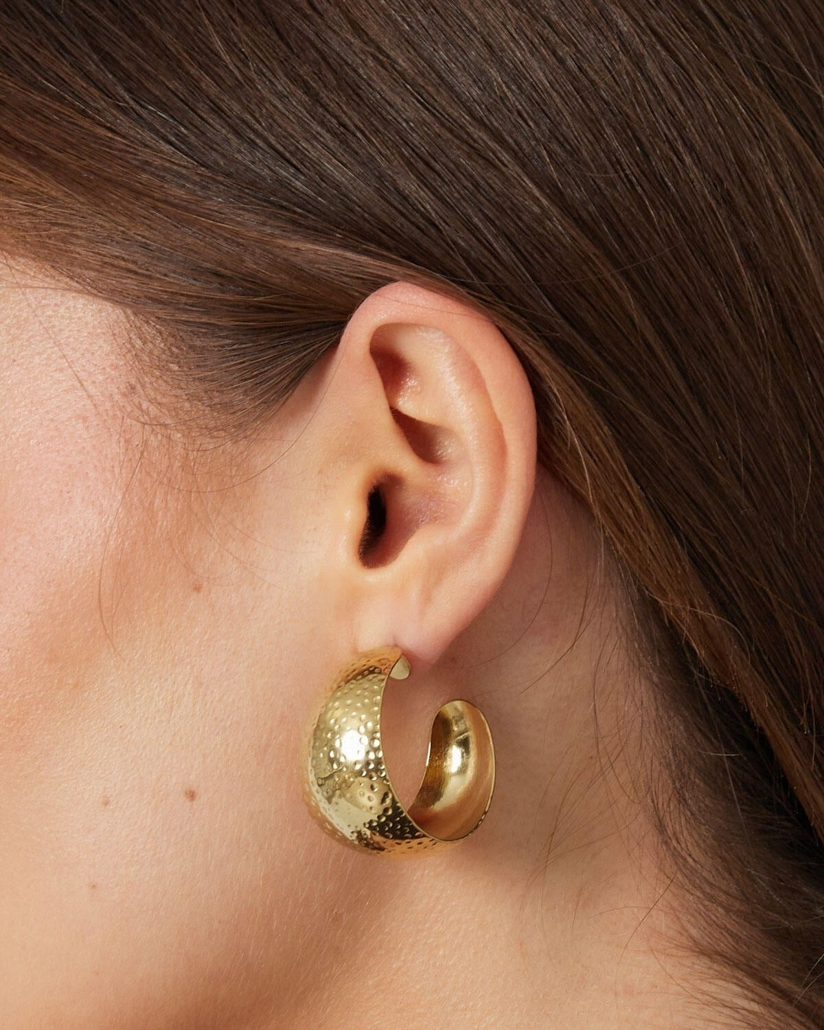 Earrings moon relief - Silver Color color
