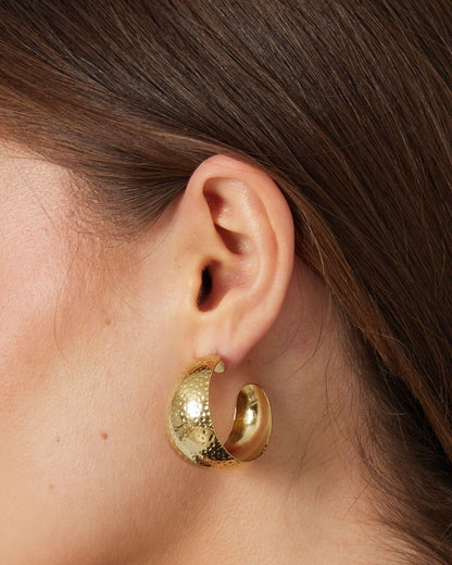 Earrings moon relief - Silver Color color