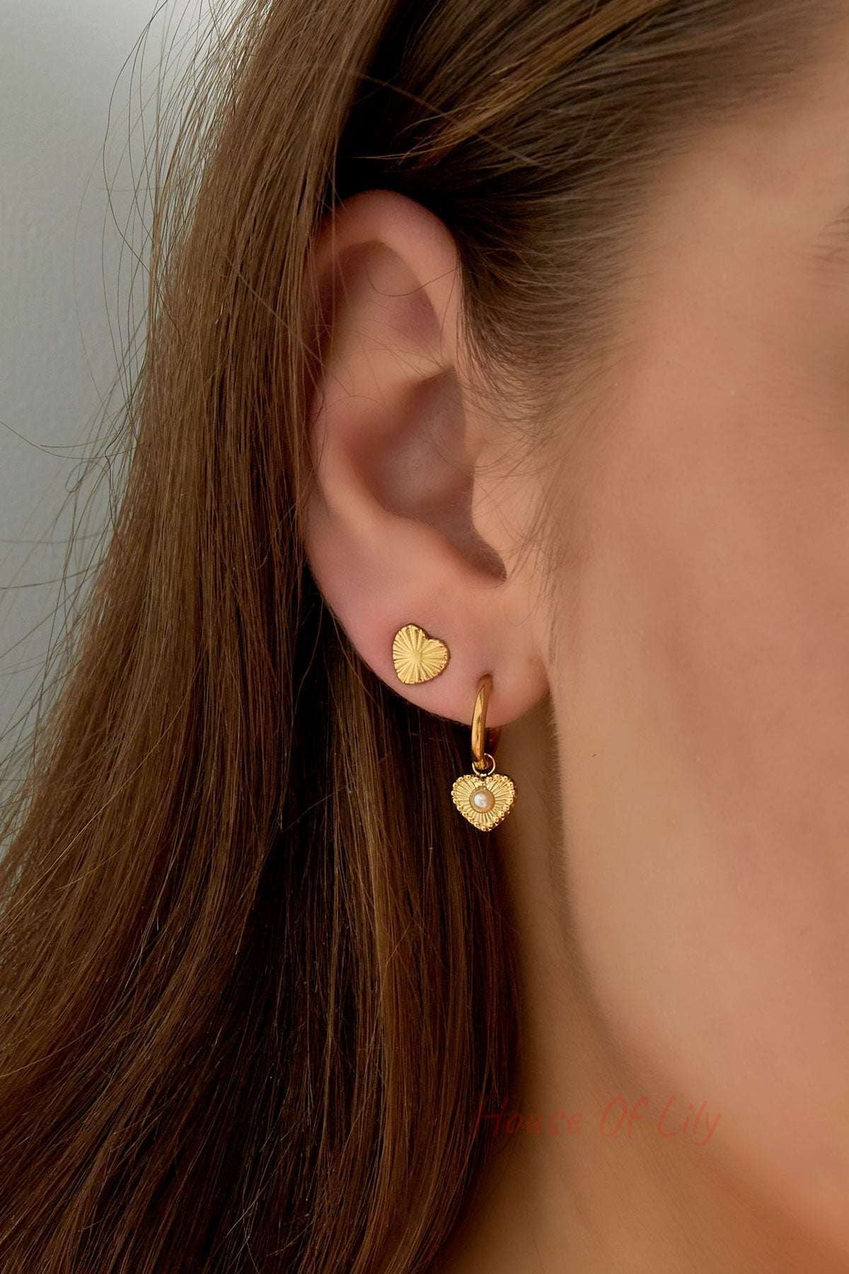heart shaped earrings with pattern