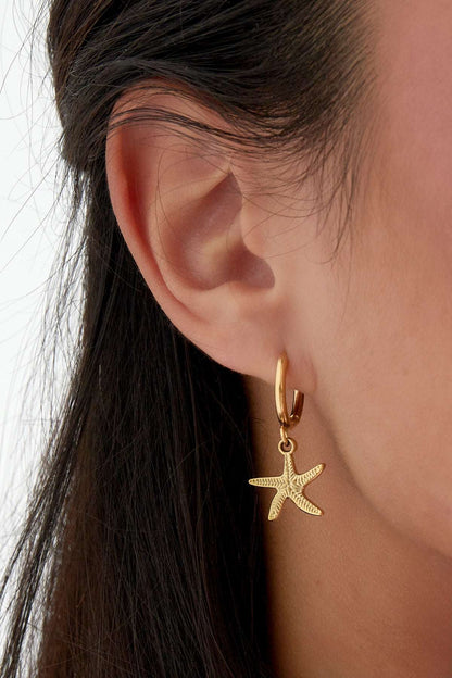 Earrings simple starfish - Silver Color color