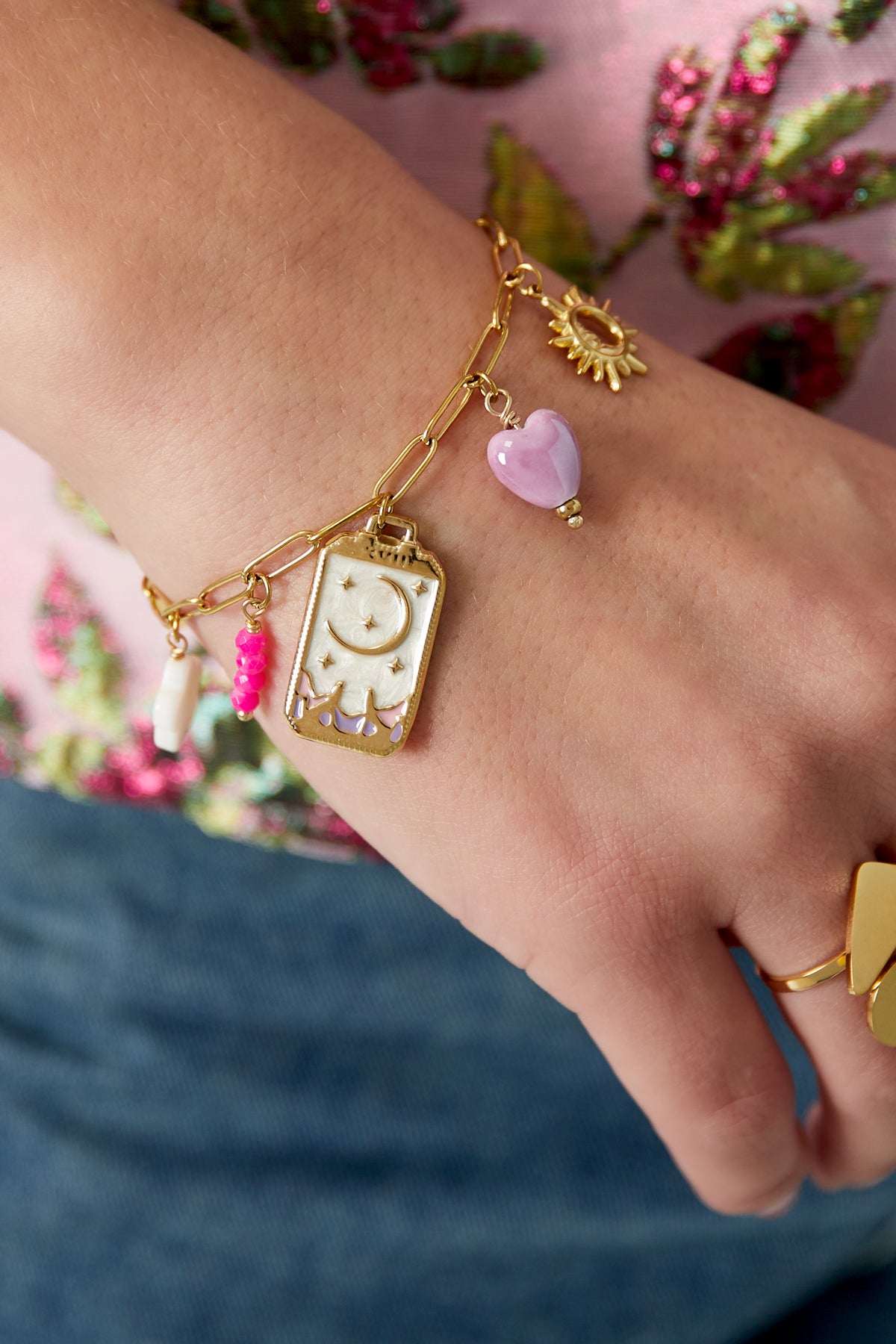 charm bracelet tiny moon