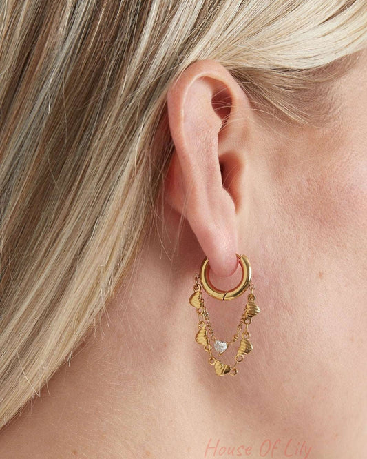 earrings chain of hearts