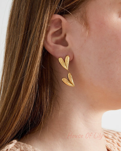 double heart earrings