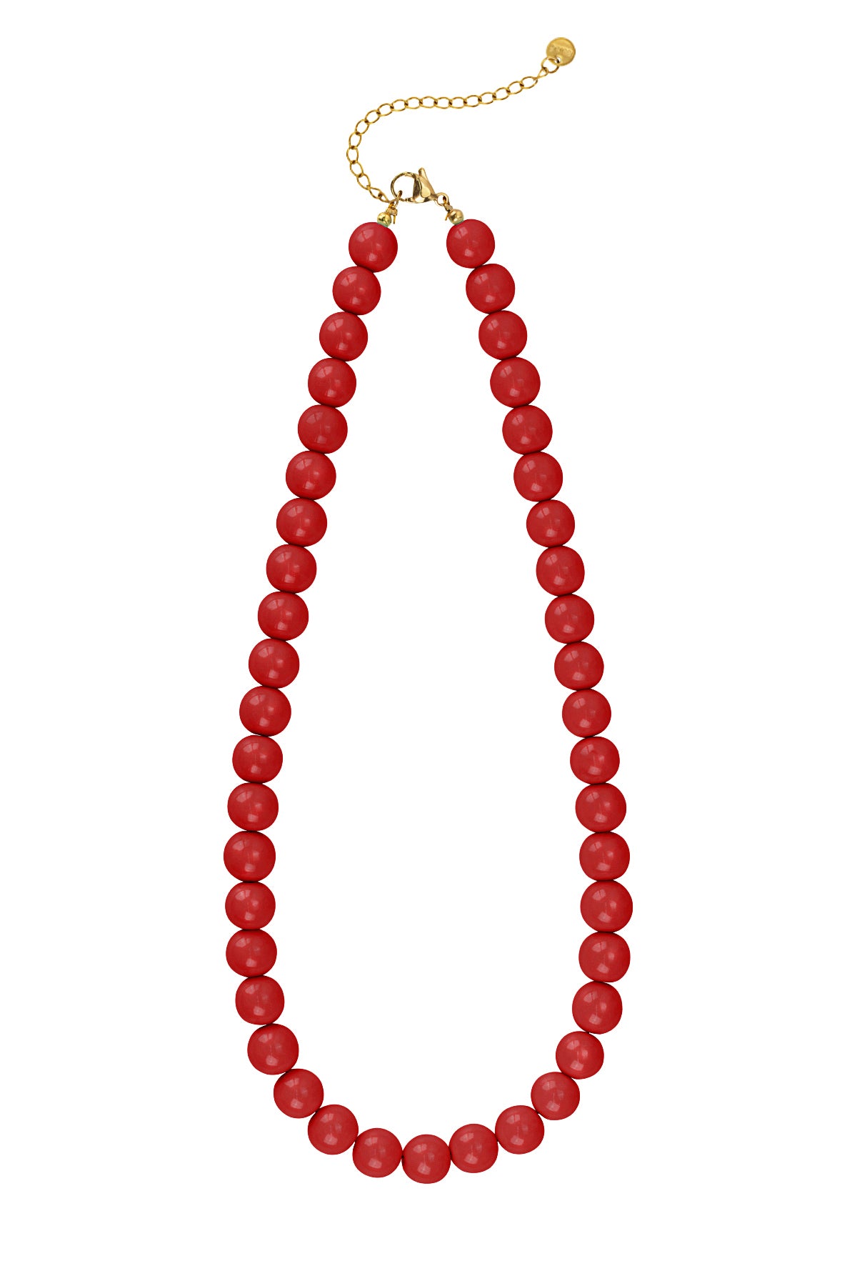 Light purple resin beaded necklace with gold lobster clasp displayed on white background