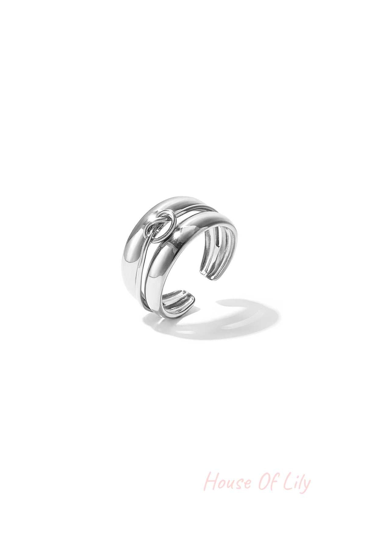 Layered ring with minimalist twisted detail