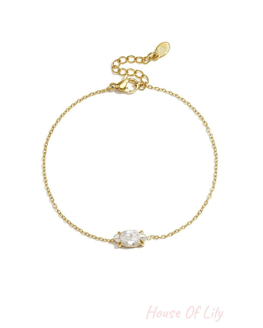 Elegant Ellipse Rhinestone Charm Bracelet