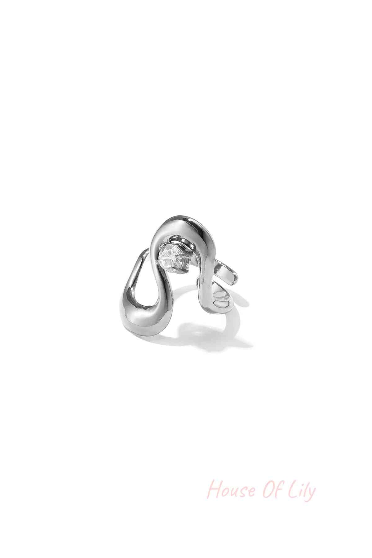 Elegant Adjustable Rhinestone Ring - Silver & Gold