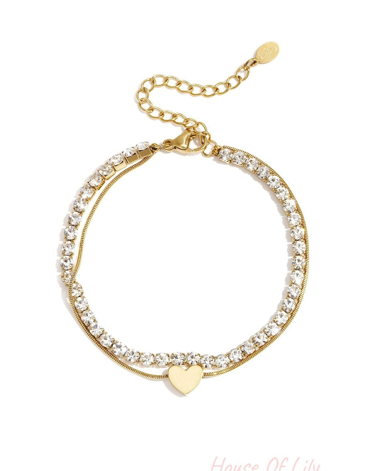 Stylish Gold Multi-Layered Heart Charm Bracelet