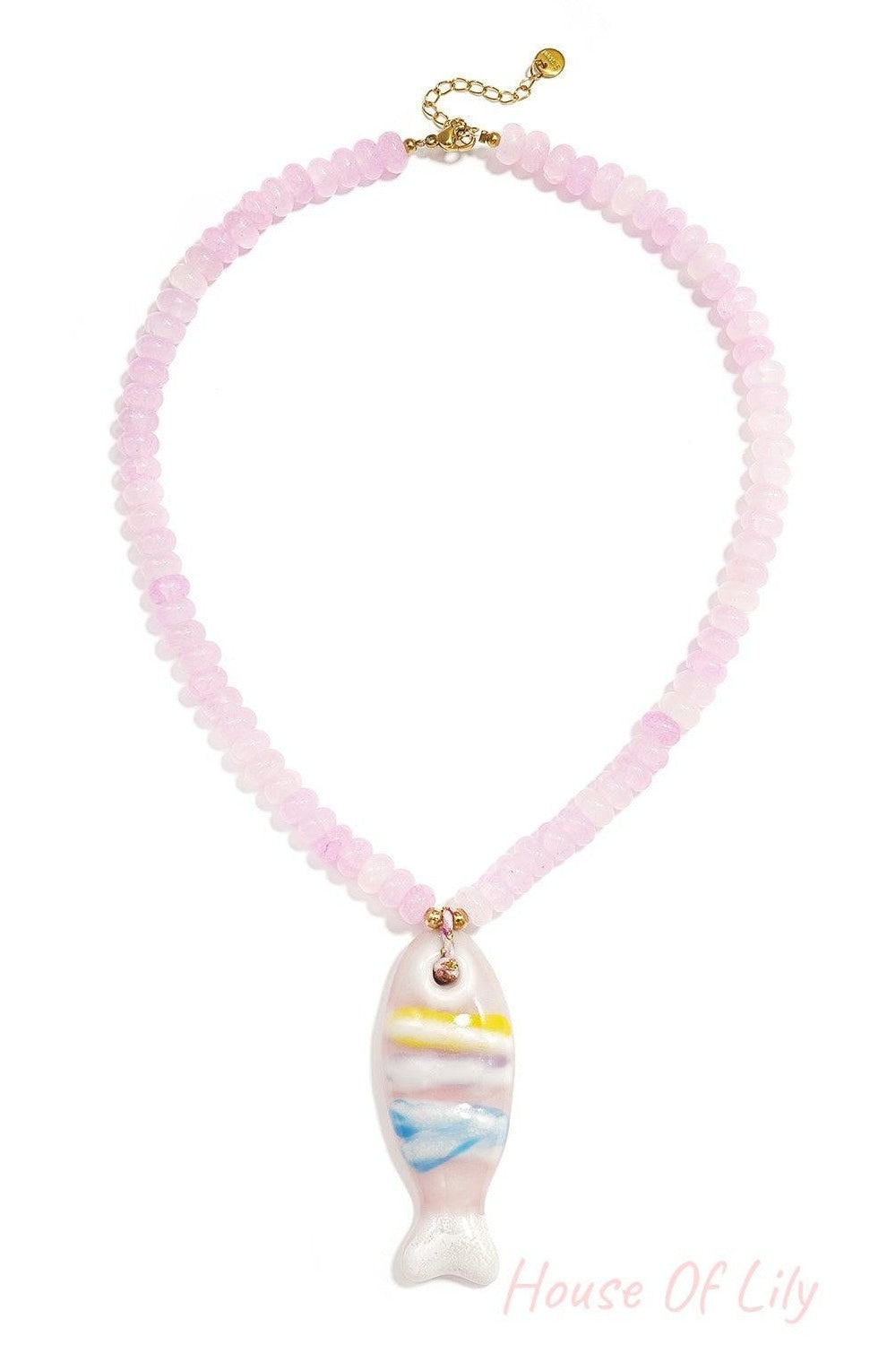 Charming Ceramic Fish Beaded Necklace for Summer
