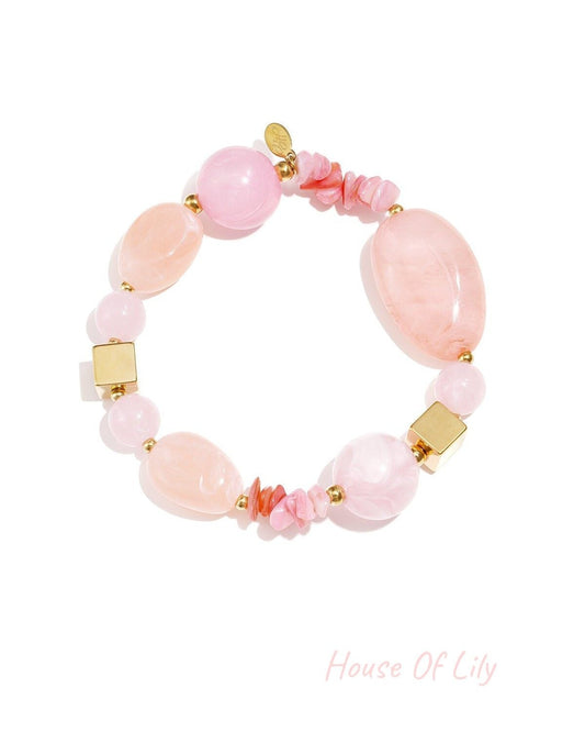 Charming Pink Beaded Bracelet for Women, All Fit