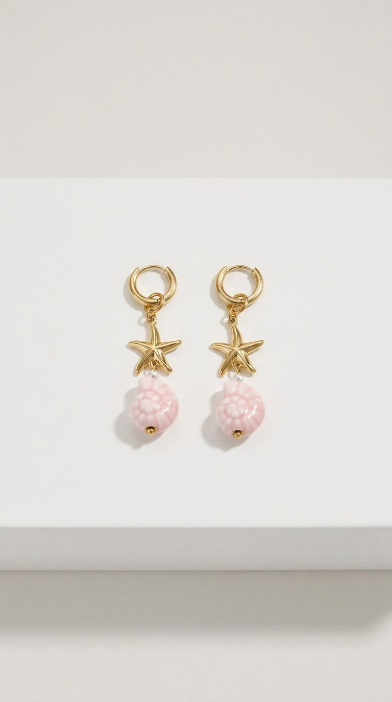 Elegant Shell & Starfish Drop Earrings for Beach Lovers