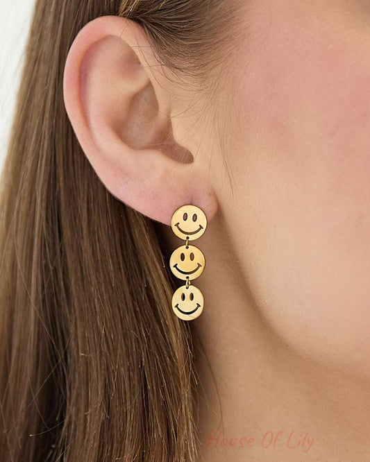 Stainless Steel Dangle Earrings Smiling face Casual Daily Simple Series Women's jewelry