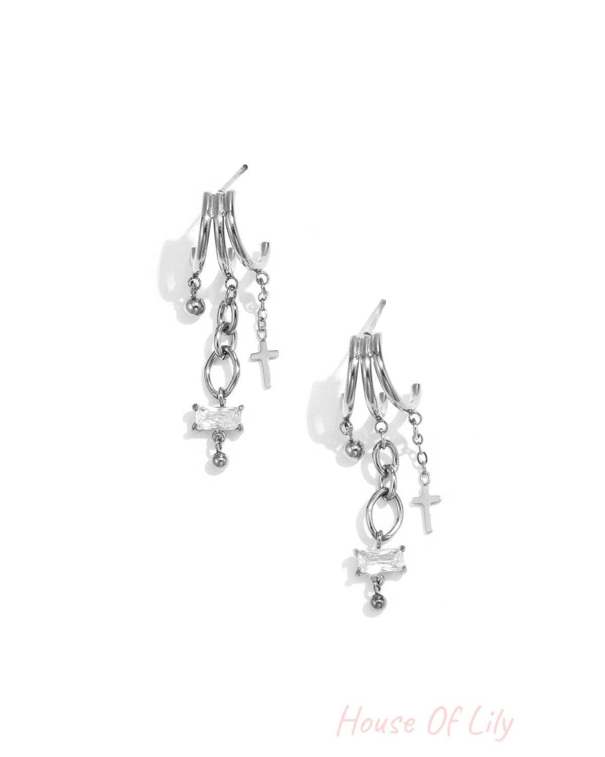 Elegant Cross Drop Earrings - Luxurious & All Fit