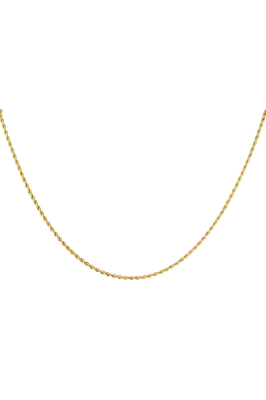 unisex necklace twisted short - Gold color-2.0mm